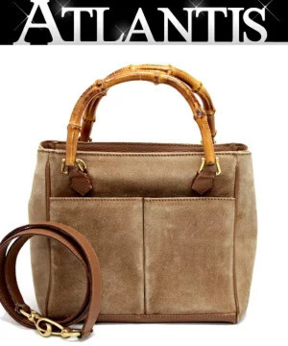 Gucci Bamboo Bag Suede x Leather Beige Cream
